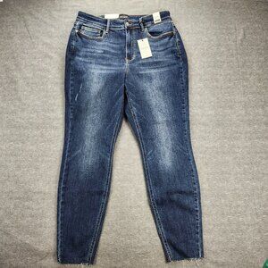 Judy Blue Size 16W Skinny Fit Mid Rise Raw Hem  Blue Dark Wash NWT